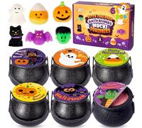 JOYIN Halloween Witch Cauldron Themed Bath Bomb with Mochi Squishy Toys, 6 Packs Bubble Kids Bath Bombs with Surprise Toy Inside，Halloween Party Favors