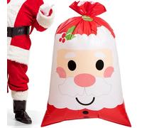 JOYIN Jumbo Christmas Santa Gift Bag Plastic Xmas Gift Wrapping Bag 56”x36” for Gift Giving, Holiday Presents, Giant Gifts Decorations, Festive Surprises
