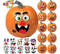 JOYIN Make 40 Faces Pumpkin Decorating Stickers with 18 Sticker Sheets in 12 Different Designs and Sizes Halloween Party Supplies Trick or Treat Party Favors