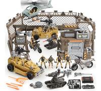 JOYIN Military Base Toys Set - Including Base, Vehicles, Army Men Action Figures and Weapon Gear Accessories