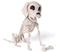 JOYIN Posable Halloween Dog Skeleton Full Body Posable Joints Skeleton Puppy for Indoor Outdoor Skeleton Decorations Graveyard Party Haunted House Party Decor(9.8” X 4.7” X 12.6”)