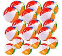 JOYIN Rainbow Beach Balls 18 Pack - 20" (6) & 16" (6) & 12"(6), Inflatable Swimming Pool Toys for Summer Water Games Kids Birthday Party Supplies Combo Set, Inflatable Beach Balls
