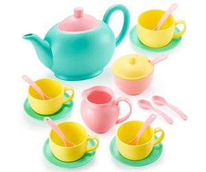 JOYIN Role Play Tea Party Set, Play Food Accessories BPA Free Phthalates Free Plastic Tea Set, Toy Tea Set Gifts for Toddler Boys Girls Ages 4,5,6 Years Old kids tea sets for girls