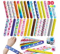 JOYIN Slap Bands, 30pcs Slap Bracelets Super Slap Wrist Bands with Colorful Hearts Animal, Party Bag Fillers for Kids (30 Designs) Birthday Party Favours Pack, Easter Basket Stuffers
