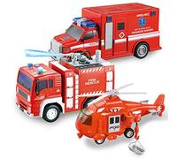 JOYIN Toddler Fire Truck Toys for 3 4 5 6 7 Year Old Boys - Fire Engine, Emergency Vehicle, Kids Toys Firetruck, Friction Powered Car with Lights and Sounds, Birthday Gifts for Boys Girls Age 3-9