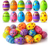 JOYIN Toy 18 PCs Plastic Printed Bright Easter Eggs, Over 3.15'' Tall Fillable Empty Eggs Bulks for Easter Hunt, Basket Stuffers Fillers, Classroom Prize Supplies, Filling Treats and Party Favor