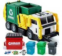 JOYIN Toys for 3 4 5 6 7 8+Years Old Boys, Garbage Truck Toys, Bin Lorry Toy,Realistic Big Garbage Truck with Lights and Sounds,Front Load Dumpster,Trash Bins with Trash Cards,Birthday Gifts for Boys