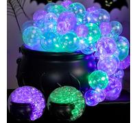 JOYIN Witch Cauldron Halloween Decor, LED Light Up Bubbling Cauldron Pot DIY Set with 8 Glow Modes, Black Plastic Cauldrons Candy Bowl and Bucket for Halloween Party Favor Supply, Home Room Decoration