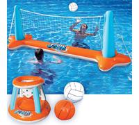 JOYIN XL Inflatable Pool Float Set: 125'' Volleyball Net & 27''x35'' Basketball Hoop, 2-in-1 Large Summer Float (16129)