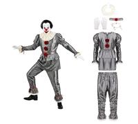 Joyincoser Clown Costume Adult with Wig Horror Scary Clown Joker Killer Butcher Fancy Dress Halloween Party Carnival (XL)