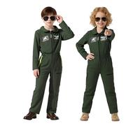 Joyincoser Fighter Pilot Costume Kids Aviator Army Soldier Suit Uniform with Sunglasses Cosplay Halloween World Book Day Party Carnival Fancy Dress for Boys Girls(150cm)
