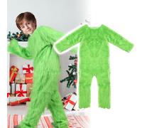 Joyincoser Green Costume Kids Boys Girls Green Monster Funny Furry Jumpsuit Mascot Gift Ideas For Christmas, Halloween, Carnival, Halloween Costume Party (120cm)