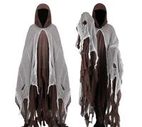 Joyincoser Hooked Cloak Medieval Renaissance Gothic Wizard Cape Death Costume Horror Scary Ghost Cosplay Halloween Gifts for Carnival Party Masquerade (Brown)