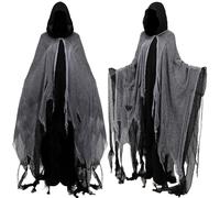 Joyincoser Hooked Cloak Medieval Renaissance Gothic Wizard Cape Death Costume Horror Scary Ghost Cosplay Halloween Gifts for Carnival Party Masquerade (Black)