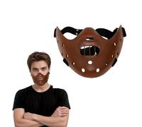 Joyincoser Psychotic Prisoner Mask Horror Movie Demon Mask Killer Costume Half Face Killer Prop for Halloween Party Cosplay(Coffee)