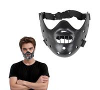 Joyincoser Psychotic Prisoner Mask Horror Movie Demon Mask Killer Costume Half Face Killer Prop for Halloween Party Cosplay(Black)