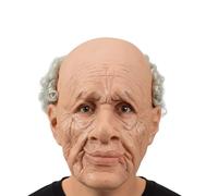 Joyincoser Realistic Old Man Mask with White Hair and Wrinkles - Scary Latex Face Mask for Adults, Halloween, Cosplay, Horror Party and Fancy Dress