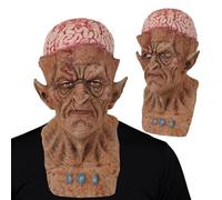 Joyincoser Zombie Mask for Adults, Scary Alien and Old Man Mask with Open Bloody Brain for Halloween, Horror Festival, Carnival and Cosplay
