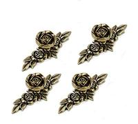 Joyindecor Antique Euro Rose Cabinet Knobs with Backplate, 4.0'' Length Shabby Chic Kitchen Zinc Alloy Flower Drawer Pull Handles for Dresser Vanity Nightstand Cupboard Wardrobe, 4 Pack (Bronze)