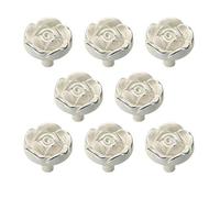 Joyindecor Antique Rose Flower Cabinet Knobs, Vintage Kitchen Shabby Chic Zinc Alloy White Drawer Pull Handles for Dresser Vanity Nightstand Cupboard Wardrobe, 8 Pack (Silver Line)