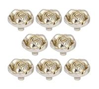 Joyindecor Antique Rose Flower Cabinet Knobs, Vintage Shabby Chic Zinc Alloy Drawer Pull Handles for Dresser Vanity Nightstand Cupboard Wardrobe, 8 Pack (Silver)
