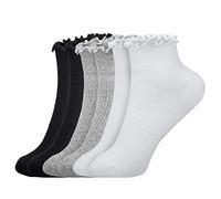 Joyingtwo Womens Ankle Casual Socks Lace Ruffle Low Cut Knit Cotton Lettuce Socks for Women Girls