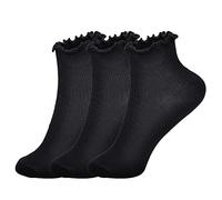 Joyingtwo Womens Ankle Casual Socks Lace Ruffle Low Cut Knit Cotton Lettuce Socks for Women Girls, Set2, 4-8 UK