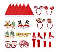 JoyinTcos 24PCS Christmas Glasses Christmas Headbands Christmas Hats Kids Wristbands