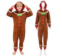 JoyinTcos Gingerbread Costume Pajamas One Piece One Piece Christmas Pajamas Loungewear Onesie Pajamas Brown