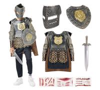 JoyinTcos Knight Costume for Kids Medieval Armor Outfit with Mask Accessories Boys Halloween Cosplay Party Prop