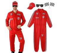 JoyinTcos Racing Driver Costume for Adults 4PCS Role Play Boys Race Car, Jumpsuit for Carnival Premium Polyester