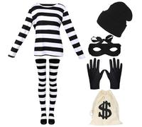 JoyinTcos Robber Costume Set 6 PCS Halloween Costume Set Adult Halloween Cosplay