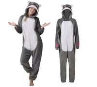 JoyinTcos Unisex Husky Onesie Adult Costumes, Plush Cosplay Animal Cosplay One Piece Halloween Carnival Costume Sleepwear Homewear-S Grey