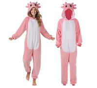 JoyinTcos Unisex Salamander Onesie Adult Costumes, Plush Cosplay Animal Cosplay One Piece Halloween Carnival Costume Sleepwear Homewear-L Pink