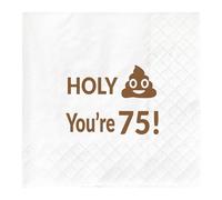 Joyiou Holy You're 75 Birthday Cocktail Napkins, Happy 75th Birthday Gifts Decorations for Men and Women, 75 Years Old Birthday Party Table Favor Supplies (4.5 x 4.5 In, 50-Pack)