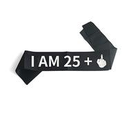 Joyiou “I AM 25+1” Sash, 26th Birthday Sash Funny Gifts Favors for Women Men, 26 Years Old Birthday Sash, 26th Birthday Party Supplies Decoration, Soft Black Sash with Silver Foil Lettering