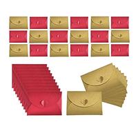 JOYISEN 50 PCS Kraft Paper Envelopes Mini Handmade Red and Gold Envelopes with Heart Clasp