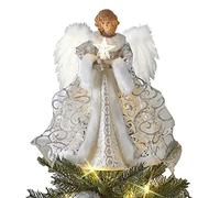 Joyivike 30cm Light Up Angel Tree Topper With LED Lights, White Feather Wings for Holiday Wonderland Decor