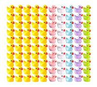 Joyivike Mini Resin Ducks 100PCS Colored Tiny Ducks Realistic Miniature Ducks Figures, Little Duck For Christmas Birthday Party Decoration, Micro Fairy Garden Landscape Aquarium Dollhouse Ornament