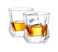 JoyJolt Aurora Crystal Twisted Whiskey Glasses - Set of 2 Old Fashioned Liquor Glasses - 8.10 oz