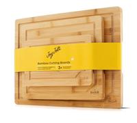 JoyJolt Bamboo Cutting Board Set, Wooden Cutting Boards for Kitchen. Large and Small Wooden Cutting Board Set; Serving Cheese Board, Bread Board or Chopping Board Set. Non Slip Wood Cutting Board Set