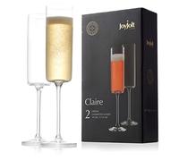 JoyJolt Champagne Flutes, Claire Collection Crystal Champagne Glasses Set of 2, 5.7 Ounce Capacity, Exquisite Craftsmanship, Ideal for Home Bar, Special Occasions - Made in Europe