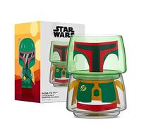 JoyJolt Character Stackable Star Wars Drinking Glasses - 8oz Boba Fett Drinkware Glass Set of 2 with Head and Body - Fun Water and Mixed Drink Glasses - Star Wars Kitchen Accessories
