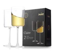 JoyJolt Claire 11.4oz White Wine Glass Set of 2, Elegant Crystal Stemware Stemmed Wine Glasses Made in Europe, Unique and Modern Glasses with Stem