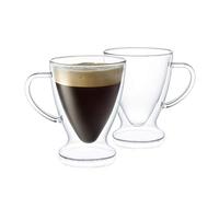 JoyJolt Declan Irish Double Wall Insulated Glass Espresso Mugs (Set of 2) -5-Ounces.