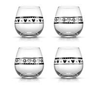 JoyJolt Disney Mickey Mouse Geo Picnic Stemless Wine Glasses for Red or White Wine (Set of 4) 15 Ounces