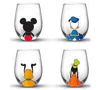 JoyJolt Disney Mickey Mouse Squad Collection Tumblers. 15oz Stemless Wine Glasses Set of 4 Stemless Drinking Glasses. Disney Gifts Stuff, Disney Wine Glass Mickey Mouse Cup Set