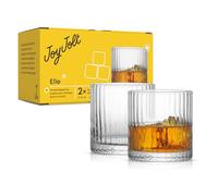 JoyJolt Elle 10oz Double Old Fashioned Whiskey Glasses - Set of 2, Lead-Free Glassware, Dishwasher Safe, Vintage Style Drinking Glasses