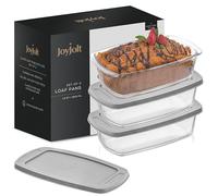 JoyJolt Glass Loaf Pan Set with Lid, Rectangular, 1.9 Quart, Deep, Meatloaf & Banana Bread Loaf Pans