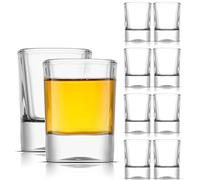 JoyJolt Glass Shot Glasses Set of 10 - City 2oz Heavy Base Square Shot Glasses, Perfect for Espresso, Tequila, Aperitif, Limoncello Liqueur